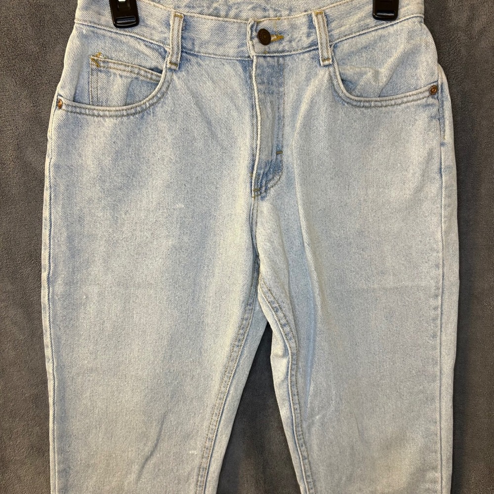 Vintage Lee High Waisted Mom Jeans Womens 9 PET Light Wash Tapered Leg USA Made